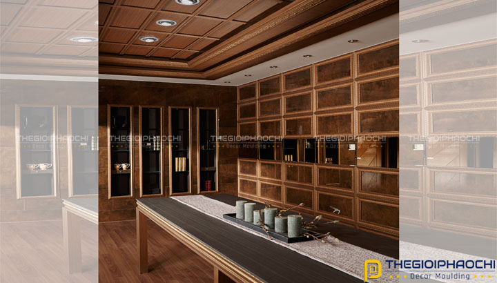 nghệ thuật trang trí phào chỉ tủ rượu đẹp